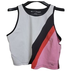DKNY Colorblock White Black Red Pink Athleisure Compression Crop Tank Top L